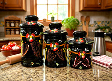 Mexican Talavera Canister Set of 3 Pottery Ce...
