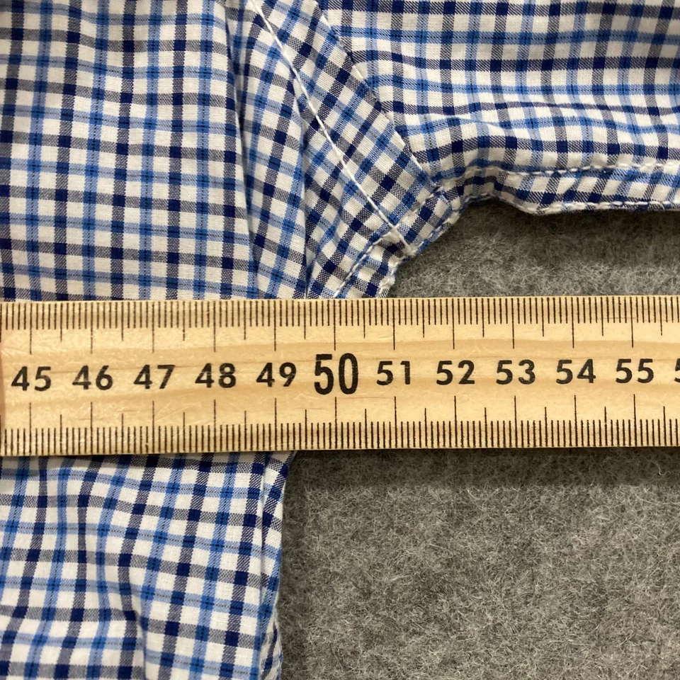 Рубашка мужская United Colors of Benetton размер XL синяя клетчатая с длинным рукавом 51821 - Изображение 3 из 4
