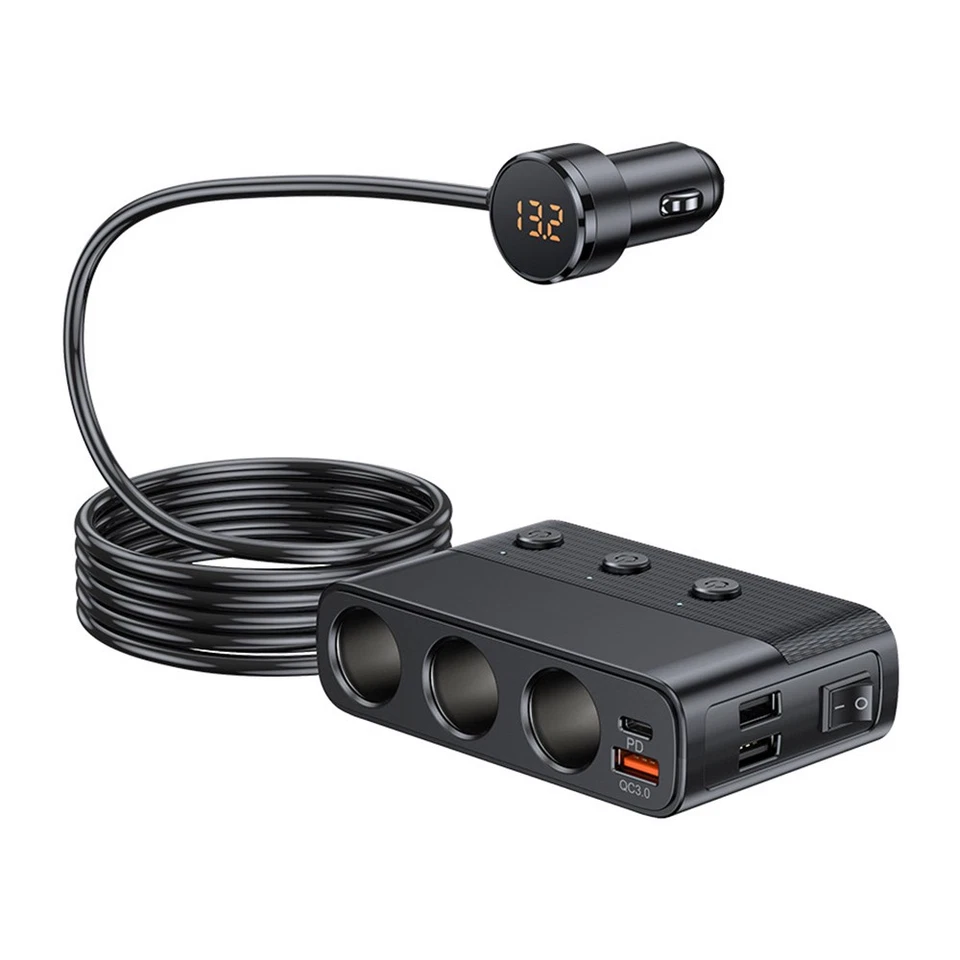 Cigarette Fast Charger Lighter Socket Splitter Power Adapter USB Car 12V 3 Way Ñ - Image 2 of 4