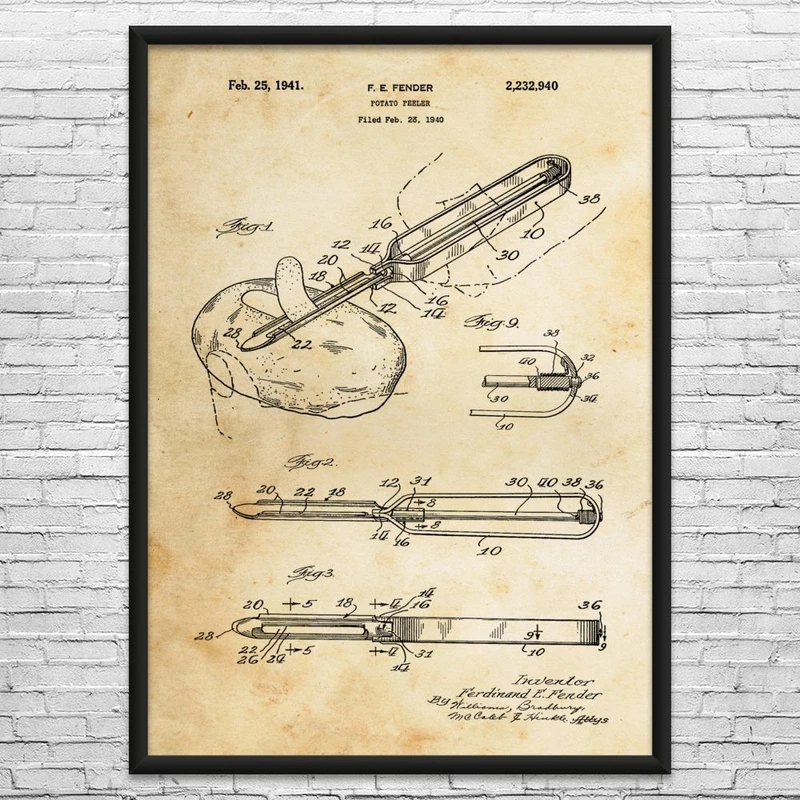Potato Peeler Patent Wall Art Print