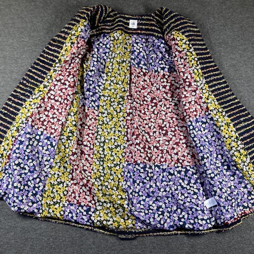 Cabi Coat w/belt Womens 10 Multicolored Longline Textured Stripes Classic Bold - Picture 4 of 11
