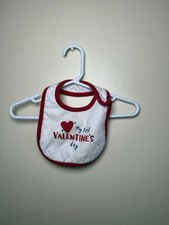 Carter's My First Valentine's Day Baby Bib Holiday White Red Snap Closure Cotton