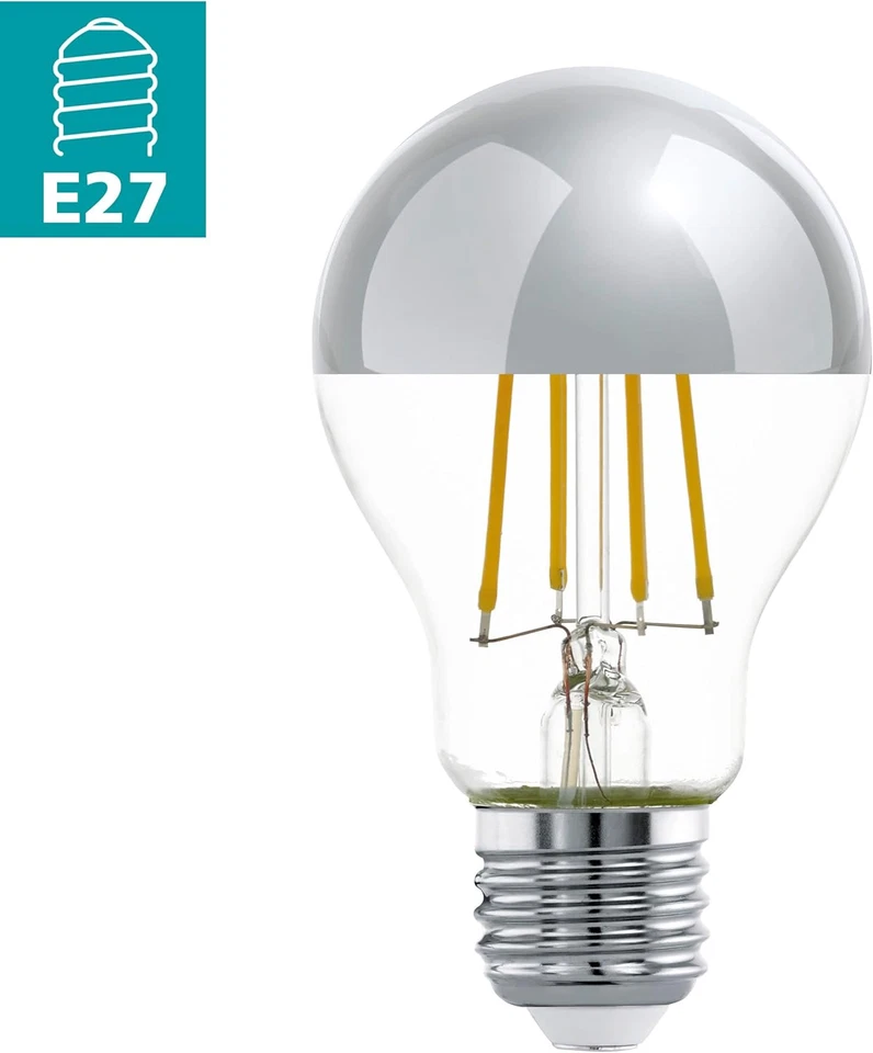 E27 LED, Lampadina a Specchio Color Argento, Antiabbagliante, 7,5 Watt (Equivale - Immagine 2 di 4