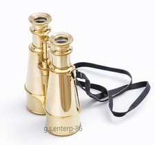 Antique Brass Binoculars Nautical Monocular Maritime Leather Strap Vintage Gift