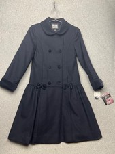 Vintage Rothschild Wool Double Breast PeaCoat Overcoat Girls 12 Navy Velvet Prep