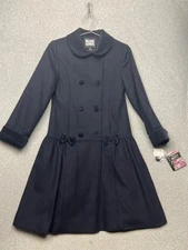 Vintage Rothschild Wool Double Breast PeaCoat Overcoat Girls 12 Navy Velvet Prep