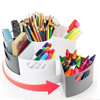 Rotating Art Supply Organizer Storage Caddy for Kids, 7 Bins Craft Crayon Mar...