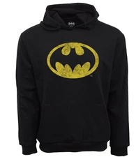 BATMAN ORIGINAL LOGO BLACK YELLOW DISTRESS HOODIE OFFICIAL ITEM