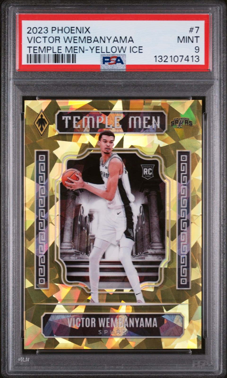 2023-24 Panini Phoenix Temple Men Victor Wembanyama #7 Yellow Ice /175 RC PSA 9