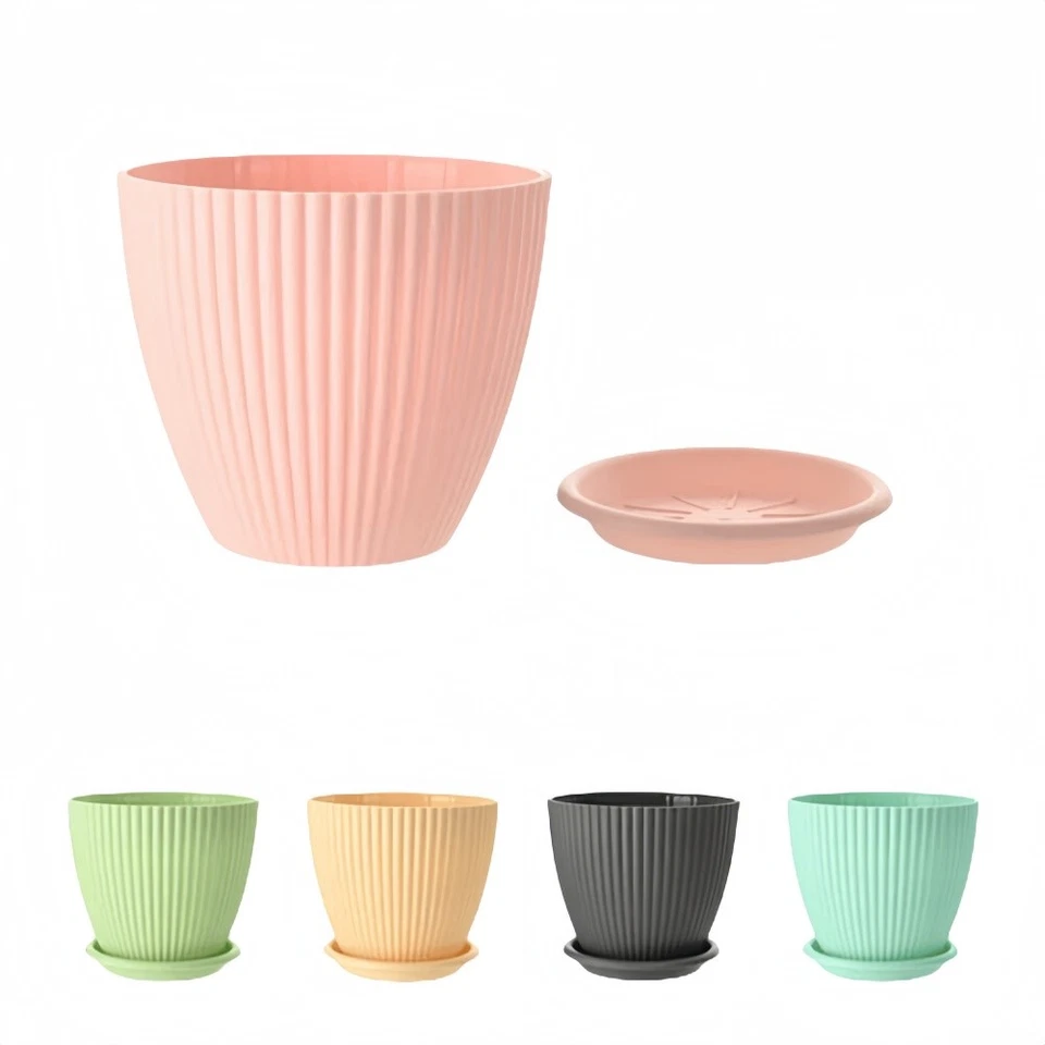 Juego de 5 macetas de plástico para plantas de 7,5 pulgadas interior exterior jardín maceta 5 colores Foto 4 de 4