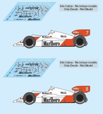 Aufkleber McLaren MP4/2 Monaco GP 1984 1:32 1:43 24 18 Slot Prost Lauda...