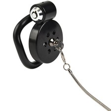 Male Chastity Cage Device with Detachable 4 Feet Metal Leash Adjustable ABS ...
