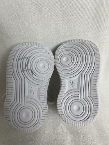 Nike Air Force 1 Sneakers White Leather Kids-Baby 314194-117 Size 2 C - Picture 8 of 12