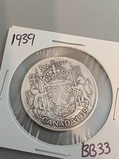 1939 Canadian 50 Cents Silver Coin BB33