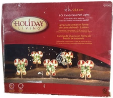 Holiday Living 5 Piece Candy Cane Path Light Set NIB 10” Tall Holiday
