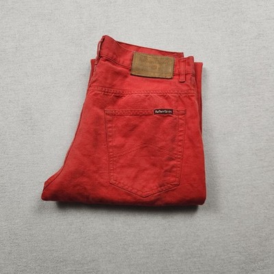 Vintage Marlboro Classics Herren Jeans Hose W34 L32 Denim Rot Straight Regular