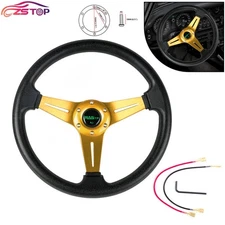 14INCH/350mm Universal Aluminum Racing Steering Wheel Drifting Flat Dish 6 Bolts