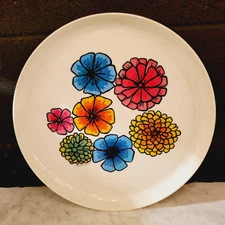 Vintage 1969 Deka Plastics Tot' Em Tray No.140 Pop Art Flower Power 12.75" MCM