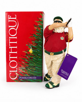 Possible Dreams Clothtique A Long Drive Golfing Santa 713231 2000 Box Tags