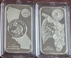 Lot of 2 1974-75 Madison Mint Silver Bars: ANA Conventions Florida & California