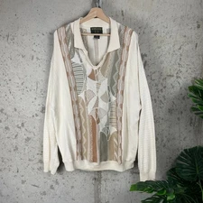 L 90s Tosani 100% Cotton Coogi Style V Neck Knit Sweater