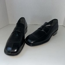 Luis XV Cuero Genuino Hecho Portugal Mocasín Zapatos de Vestir Talla 7 Color Negro