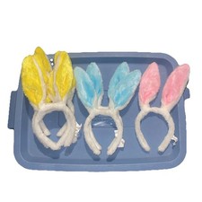7 pk Bunny Ear Headband Easter Halloween Dress Up Pink Blue Yellow Kids Teens