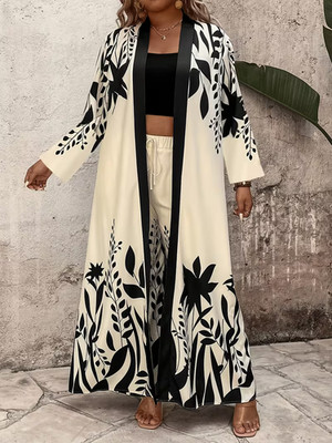 PLUS SIZE FLORAL 2PC LONG JACKET SET   RESORT TRAVEL READY   3XL 5XL