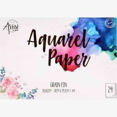 Aquarellblock A4 300g/m² 24 Blatt weiß Malblock Künstler Aquarellpapier NEU