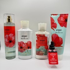 Bath Body Works POPPY 5 Pc Complete Body Care Collection Wallflower Refill
