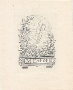 Exlibris Bookplate Radierung Emil Ranzenhofer 1864-1930 Feder Blumen