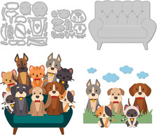 Dog and Cat Cutting Dies for Card Making Sofa Animals Cut Die for DIY Scrapbooki