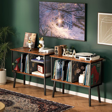 Record Player Stand with Adjustable Divider, Vinyl Storage Holder up to 200 A...