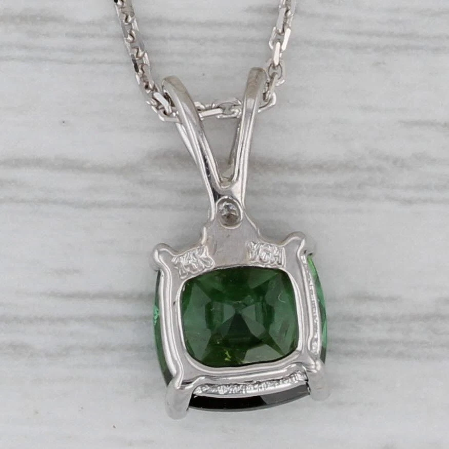 Colar pingente de diamante turmalina verde 1,60 ct ouro branco 14k 18" corrente de cabo - Imagem 4 de 4