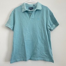 Barbour Polo Shirt Mens L Light Blue Short Sleeve Embroidered Logo Casual Golf