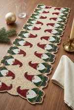 Beaded Gnome Christmas Table Runner Holiday Winter Decor 13" x 36" Tablecloth