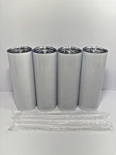 4pk Sublimation Tumblers 20oz Insulated Stainless Steel Cups with Lids & Straws