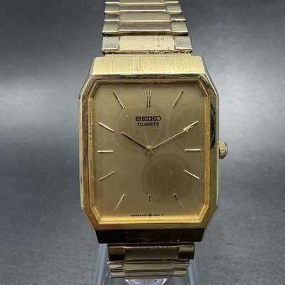 Seiko Tank Watch Men 25mm Champagne Dial Gold Tone 6530-5790 New