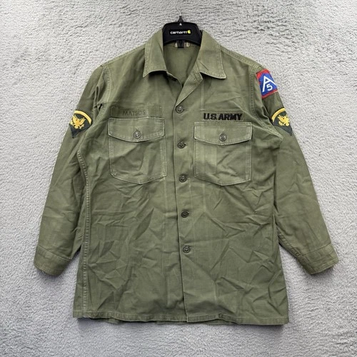 Vintage OG-107 Type 1 Cotton Sateen Green Shirt Size Large Vietnam 60s Military