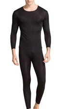 METWAY Mens Silk Long Underwear Set - Thermal Base Layer Long Johns Top Bottom