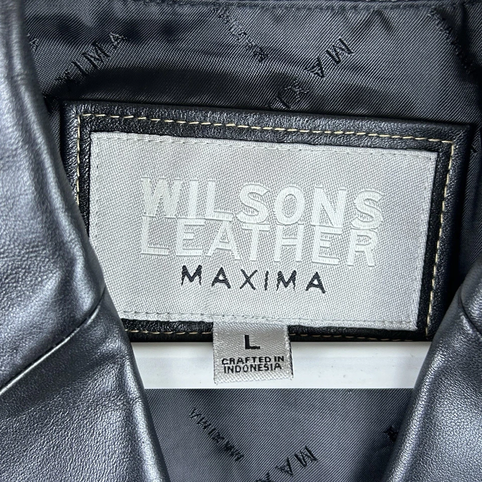 Chaqueta de cuero para mujer Wilsons Máxima de colección talla L blazer negra costuras geométricas Foto 2 de 4