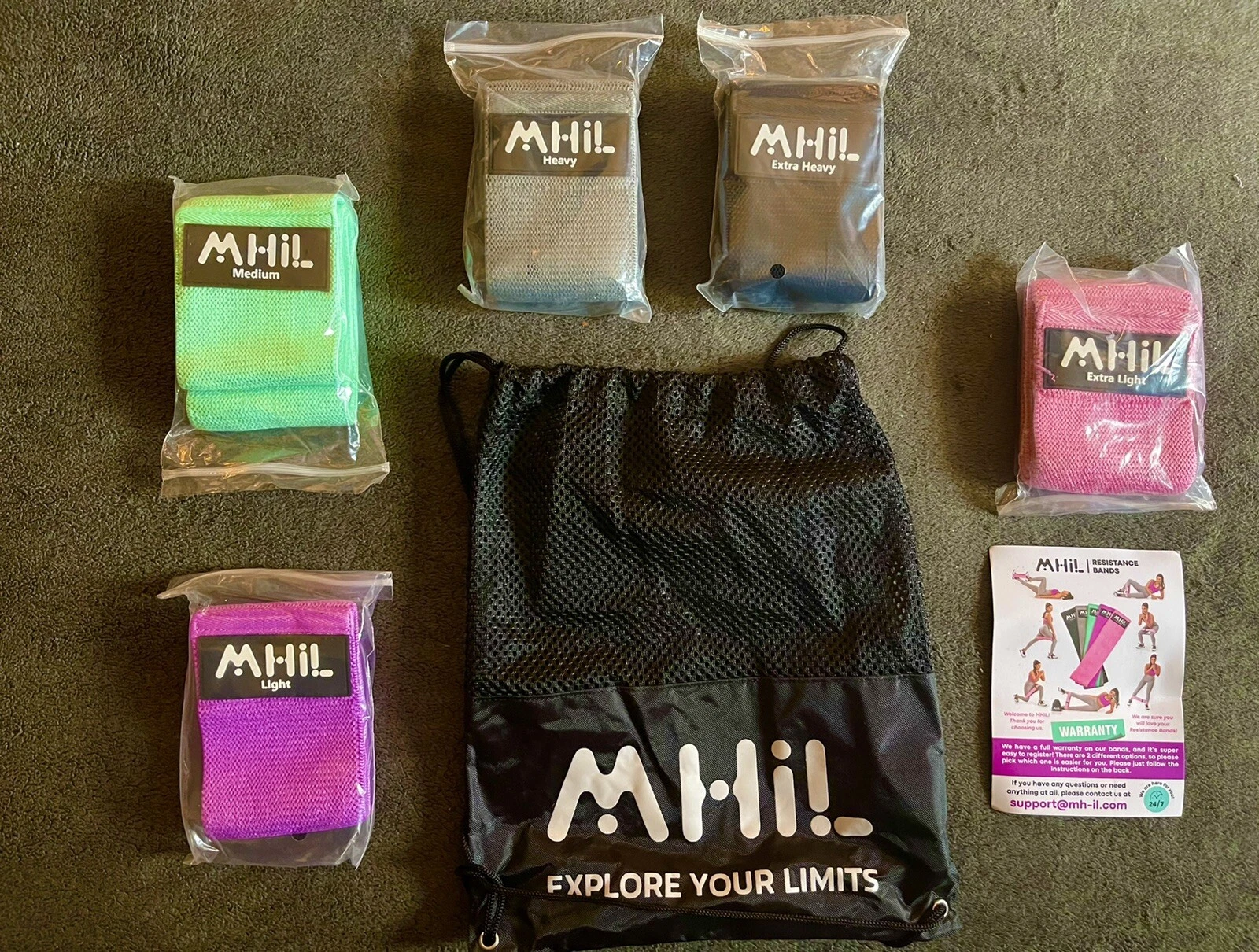Mhil 5 Resistance Bands Set - Best Exercise Bands, Booty Bands for Women and Men