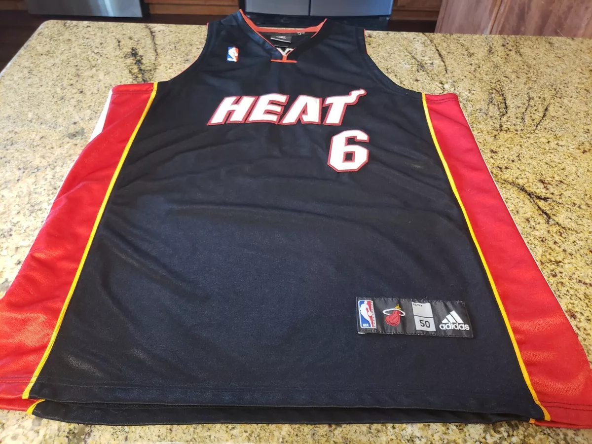 Miami Heat 6 Lebron James NBA Authentic Adidas Jersey Men s Size 50