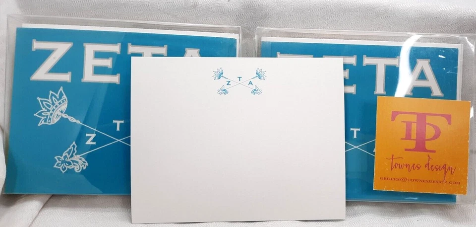 Novos cartões de anotações Zeta em branco - 2 designs 25 cada 50 cartões - Grego - Sorority - Imagem 3 de 4