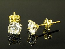 Pendientes Oro 585 1 Par 5mm Talla 4 Crappen con Piedras Circonita