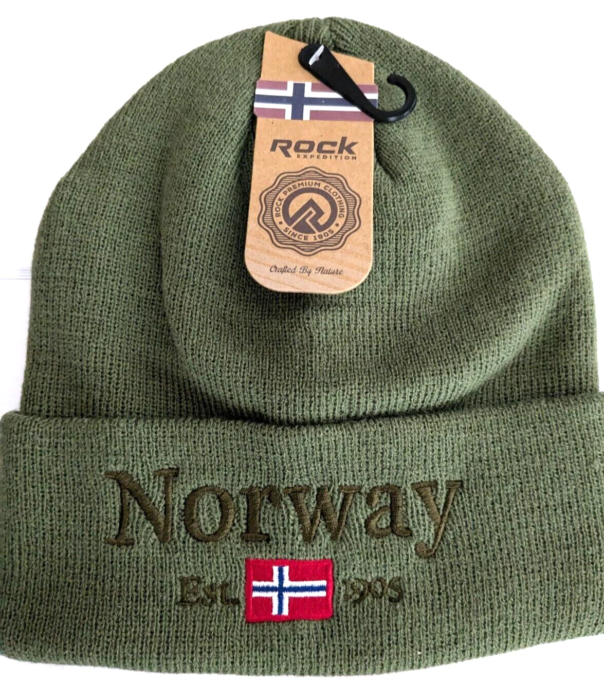 Norway Knit Ski Hat Green, NEW