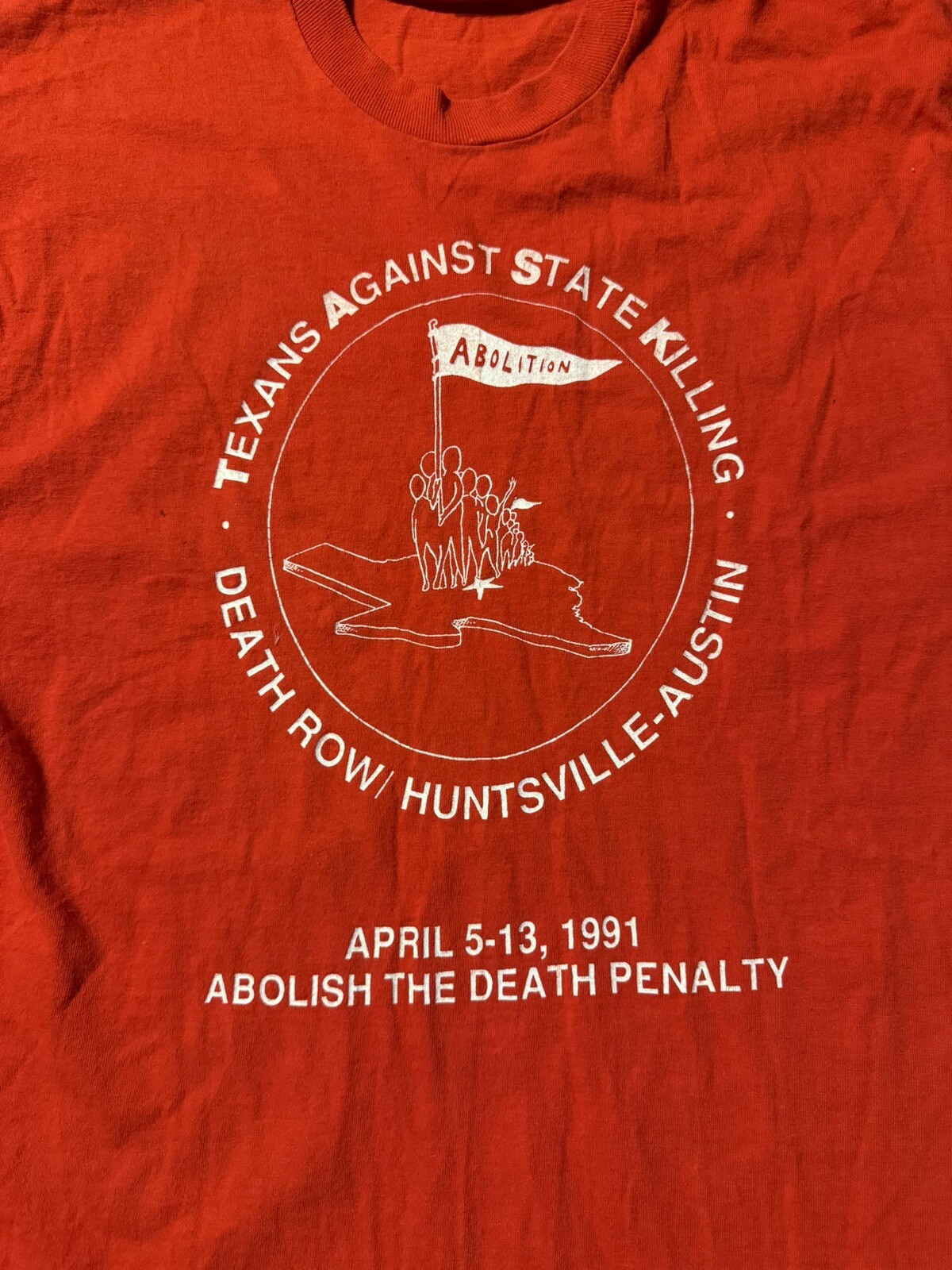 FILA Camicia vintage FOTL Texas Abolish The Death Penalty Death Row Huntsville 1991