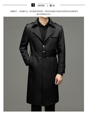 Men's Knee Length Double-breasted Trench Coat Long Men's Top Men's Knee Length Double-breasted Trench Coat Long Men's Top