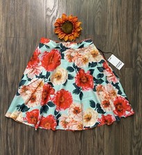 UNIQUE VINTAGE 1950  s Mint  Red Floral Swing Skirt NWT  SMALL 