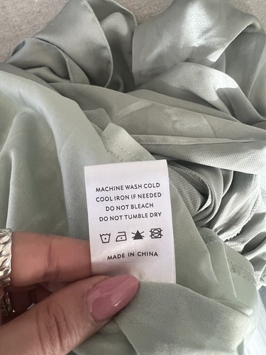 Baltic Born Dress Womens Large Sage Green Satin Long Sleeve Maxi Event Wedding - Picture 16 of 18